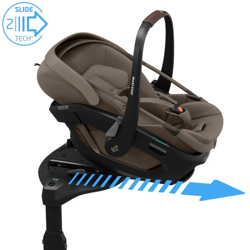 Bebê Conforto Coral Slide Pro + Base Slide Pro Maxi Cosi Oak Truffle - Conforto em qualquer situação
