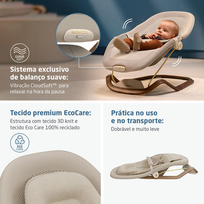 Cadeira de Descanso Maxi-Cosi Dove Pro Elegance Beige - Movimento natural integrado